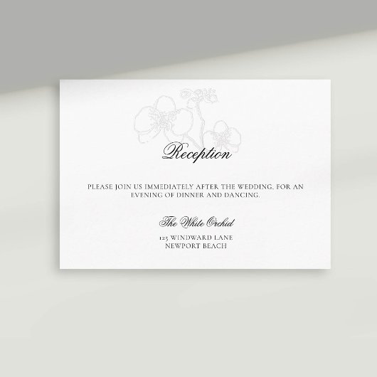 Faux reliëf orchidee formele ontvangst bruiloft informatiekaartje