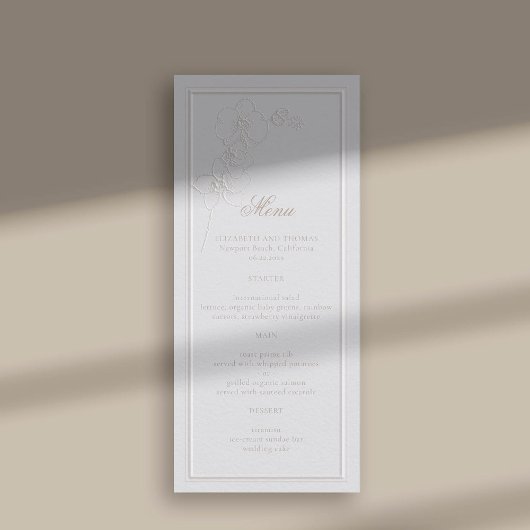 Faux reliëf orchidee Lijst Ivoor Classic Bruiloft Menu