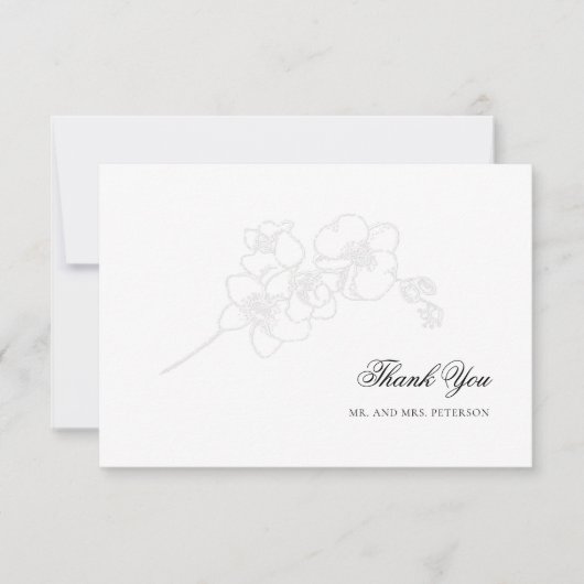 Faux reliëf orchideeën elegante bruiloft dank u bedankkaart (Voorkant)