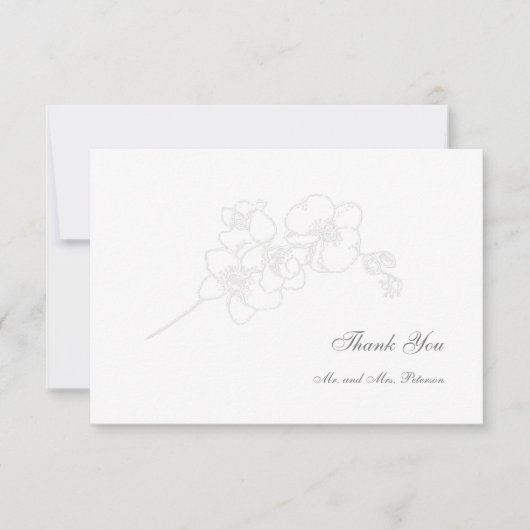 Faux reliëf orchideeën formele bruiloft dank u bedankkaart (Voorkant)