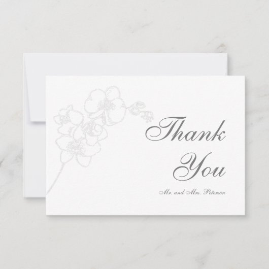 Faux reliëf orchideeën kunst formele bruiloft dank bedankkaart (Voorkant)