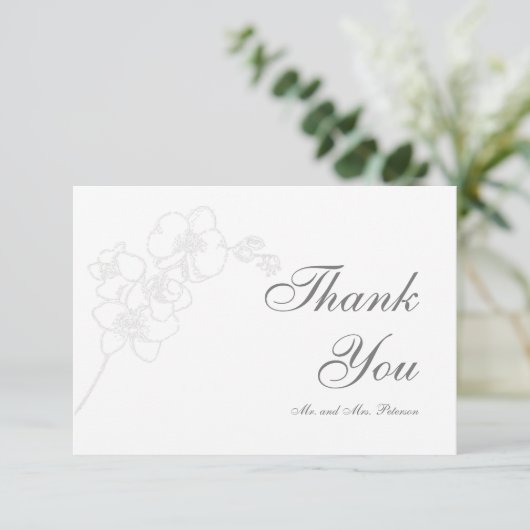 Faux reliëf orchideeën kunst formele bruiloft dank bedankkaart (Staand voorkant)