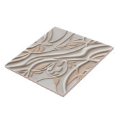 Faux Relief Pastel Beige & White Modern Abstract Tegeltje (Zijkant)