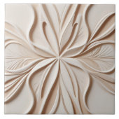 Faux Relief Pastel Beige & White Modern Abstract Tegeltje (Voorkant)