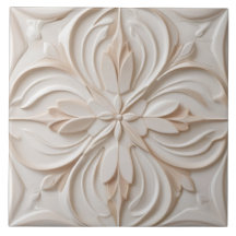 Faux Relief Pastel Beige & Witte Decoratieve Bloem