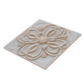 Faux Relief Pastel Beige & Witte Decoratieve Bloem Tegeltje (Zijkant)