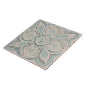 Faux Relief Pastel Mint Blauw & Wit Bloemen Tegeltje (Zijkant)