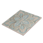 Faux Relief Pastel Mint Blauw & Wit Bloemen Tegeltje (Zijkant)
