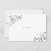 Faux reliëf pioen formele chique bruiloft dank u bedankkaart (Voorkant)