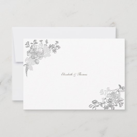 Faux reliëf pioen formele chique bruiloft dank u bedankkaart (Voorkant)