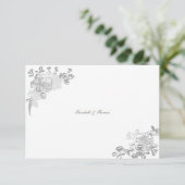 Faux reliëf pioen formele chique bruiloft dank u bedankkaart (Staand voorkant)