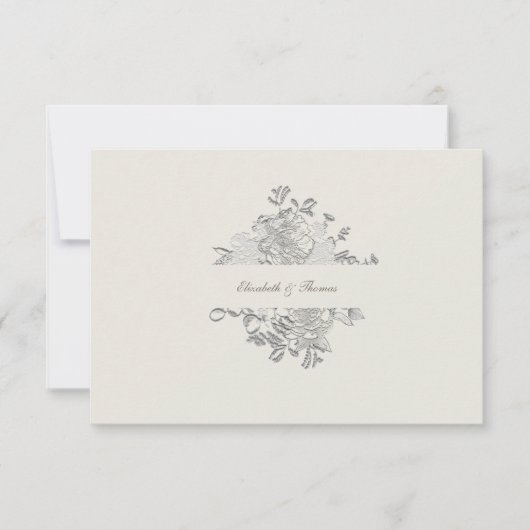 Faux reliëf pioen formele ecru bruiloft dank u bedankkaart (Voorkant)