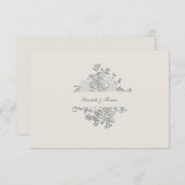 Faux reliëf pioen formele ecru bruiloft dank u bedankkaart (Voorkant / Achterkant)