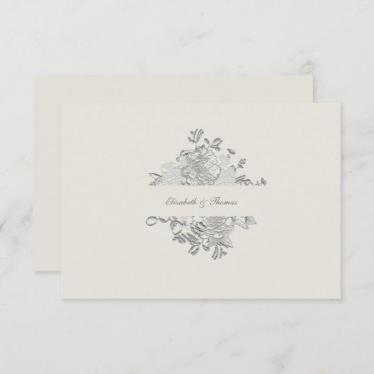 Faux reliëf pioen formele ecru bruiloft dank u bedankkaart (Voorkant / Achterkant)