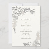 Faux reliëf pioen kalligrafie chique parel bruilof save the date (Voorkant)