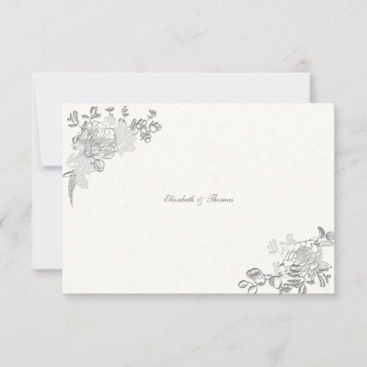 Faux reliëf pioen klassieke chique bruiloft dank u bedankkaart (Voorkant)