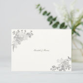 Faux reliëf pioen klassieke chique bruiloft dank u bedankkaart (Staand voorkant)