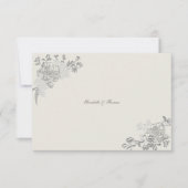 Faux reliëf pioen klassieke ecru bruiloft dank u bedankkaart (Voorkant)