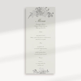Faux reliëf pioen klassieke formele ecru bruiloft menu