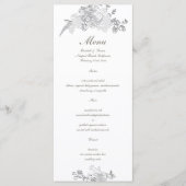 Faux reliëf pioen klassieke formele ivoor bruiloft menu (Voorkant)