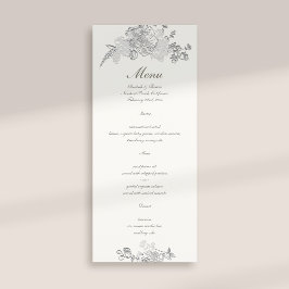 Faux reliëf pioen klassieke formele parel bruiloft menu