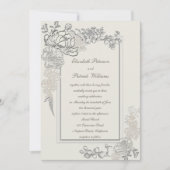 Faux reliëf pioenen 2 Lijsten kalligrafie bruiloft Kaart (Voorkant)