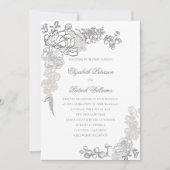 Faux reliëf pioenrozen Lijst Formele klassieke bru Kaart (Voorkant)