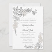 Faux reliëf pioenrozen Lijst Formele Ouders Bruilo Kaart (Voorkant)