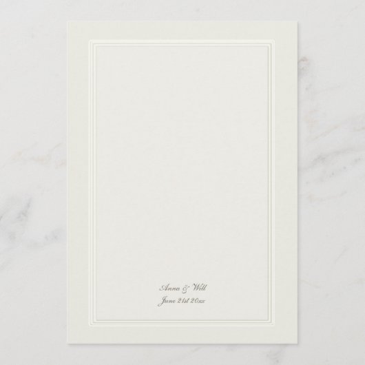 Faux reliëf Triple Lijst Traditionele bruiloft Menu (Achterkant)