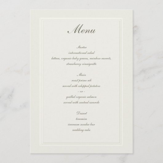Faux reliëf Triple Lijst Traditionele bruiloft Menu (Voorkant)