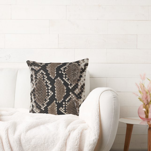 Faux Reticulated Python Snake Skin Sierkussen (Bank)