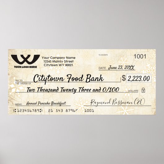 Faux reuzenliefdadigheidscontrole kerstsneeuwvlokk poster (Voorkant)