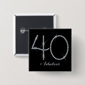 Faux Rhinestone 40th Birthday Vierkante Button 5,1 Cm (Voorkant /achterkant)