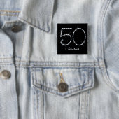 Faux Rhinestone 50th Birthday Vierkante Button 5,1 Cm (In situ)