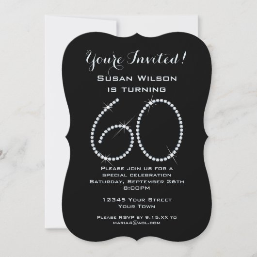 Faux Rhinestone 60th Birthday Kaart (Voorkant)