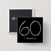 Faux Rhinestone 60th Birthday Vierkante Button 5,1 Cm (Voorkant /achterkant)