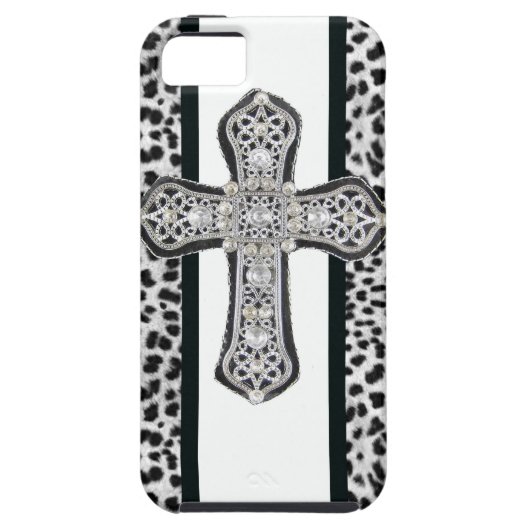 Faux Rhinestone Cross Iphone 5 Hoesje (Achterkant)