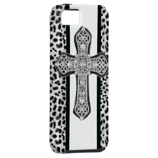 Faux Rhinestone Cross Iphone 5 Hoesje (Back/Rechts)