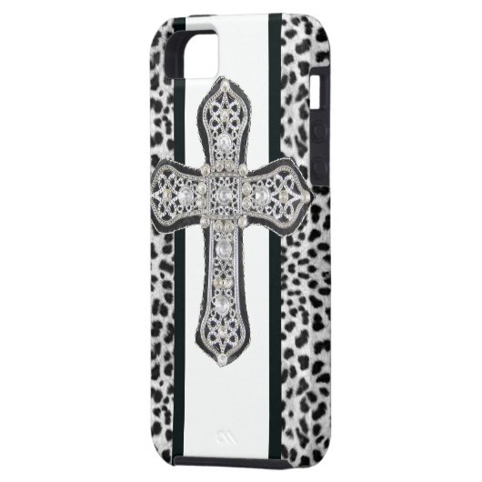 Faux Rhinestone Cross Iphone 5 Hoesje (Achterkant Links)