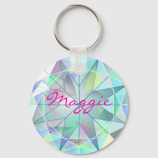 Faux Rhinestone Gemstone Bling Name Sleutelhanger (Voorkant)