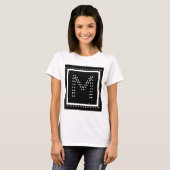 Faux Rhinestone Retro Rock Monogrammed Zwart Wit T-shirt (Voorkant volledig)