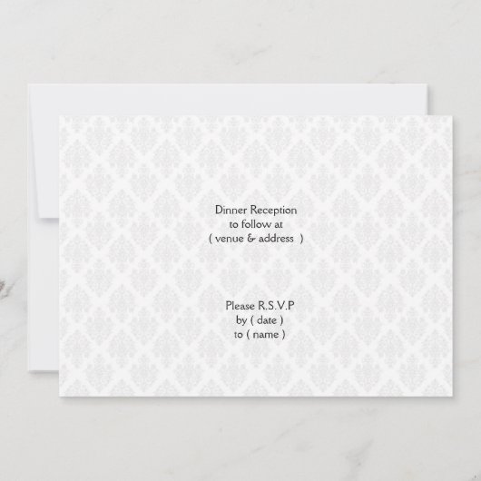 FAUX ribbon Red damask bruiloft Kaart (Achterkant)