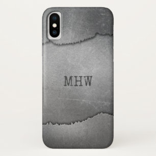 Faux Ripped Metal douane monogram telefoongevallen iPhone X Hoesje
