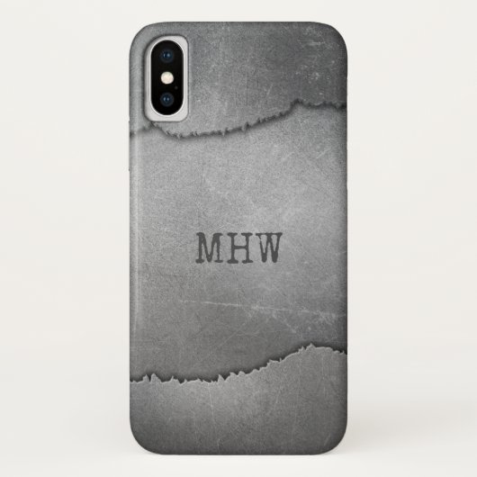 Faux Ripped Metal douane monogram telefoongevallen Case-Mate iPhone Case (Achterkant)