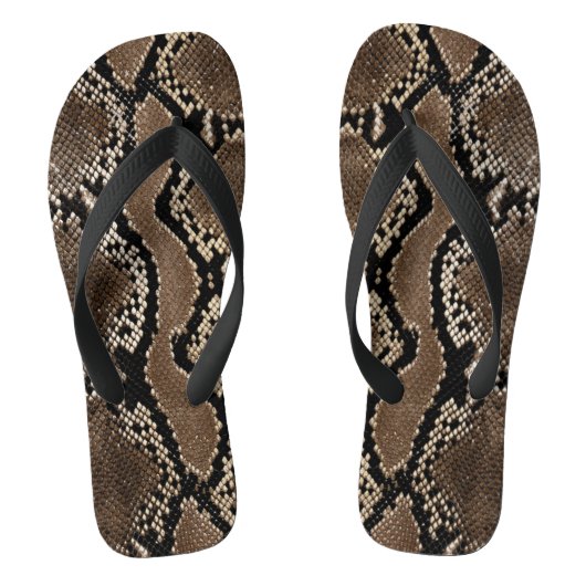 Faux Rock Python Snake Skin Teenslippers (Voetbed)