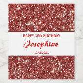 Faux rode glitter textuur look en aangepaste tekst wijn etiket