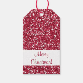 Faux rode glitter textuur look vrolijke kerst cadeaulabel