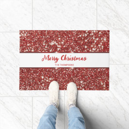 Faux rode glitter textuur look vrolijke kerst deurmat