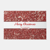 Faux rode glitter textuur look vrolijke kerst deurmat (Voorkant)
