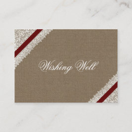 FAUX rode kant en jute wenskaarten Informatiekaartje